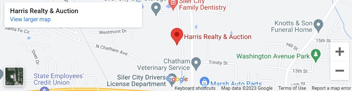 A map of the location of harris realty