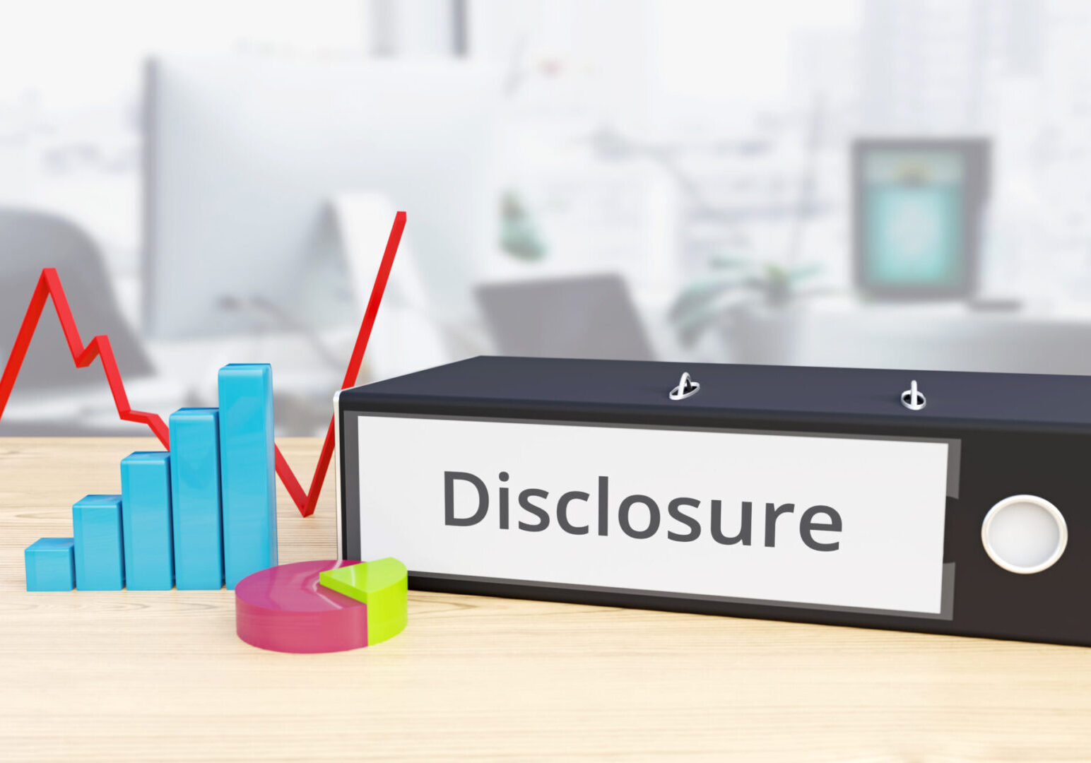 A disclosure sign sitting on top of a desk.